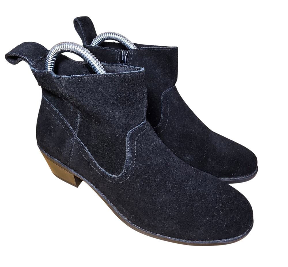 Vionic Vera Black Suede Water Resistant Ankle Boots Booties - Womens Sz 6